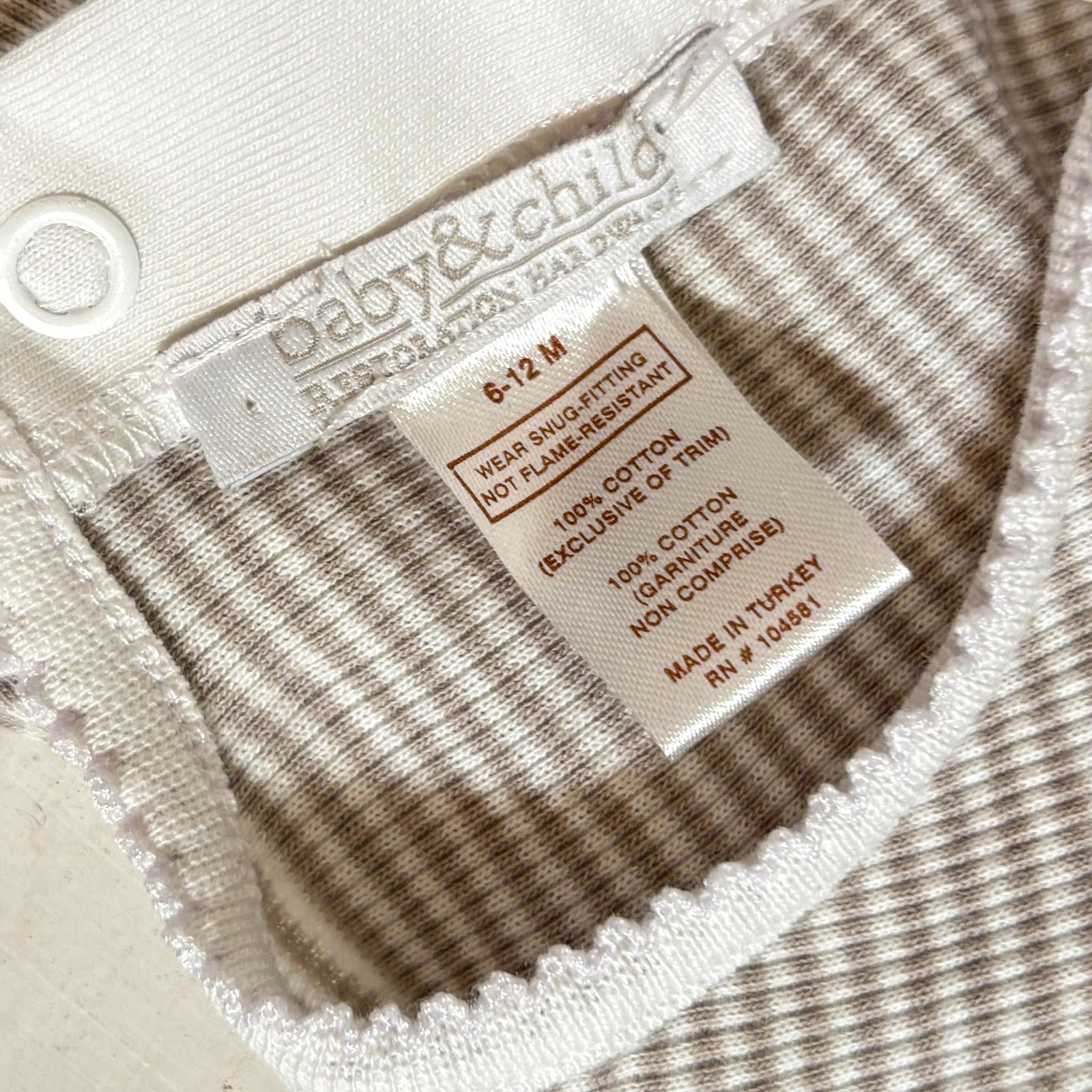 Restoration Hardware Baby & Child New Stripe Layette Romper 6-12m Neutral — image 5 of 6